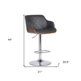 25" Gray And Silver Faux Leather And Iron Swivel Low Back Adjustable Height Bar Chair - Homeroots - Flyclothing LLC