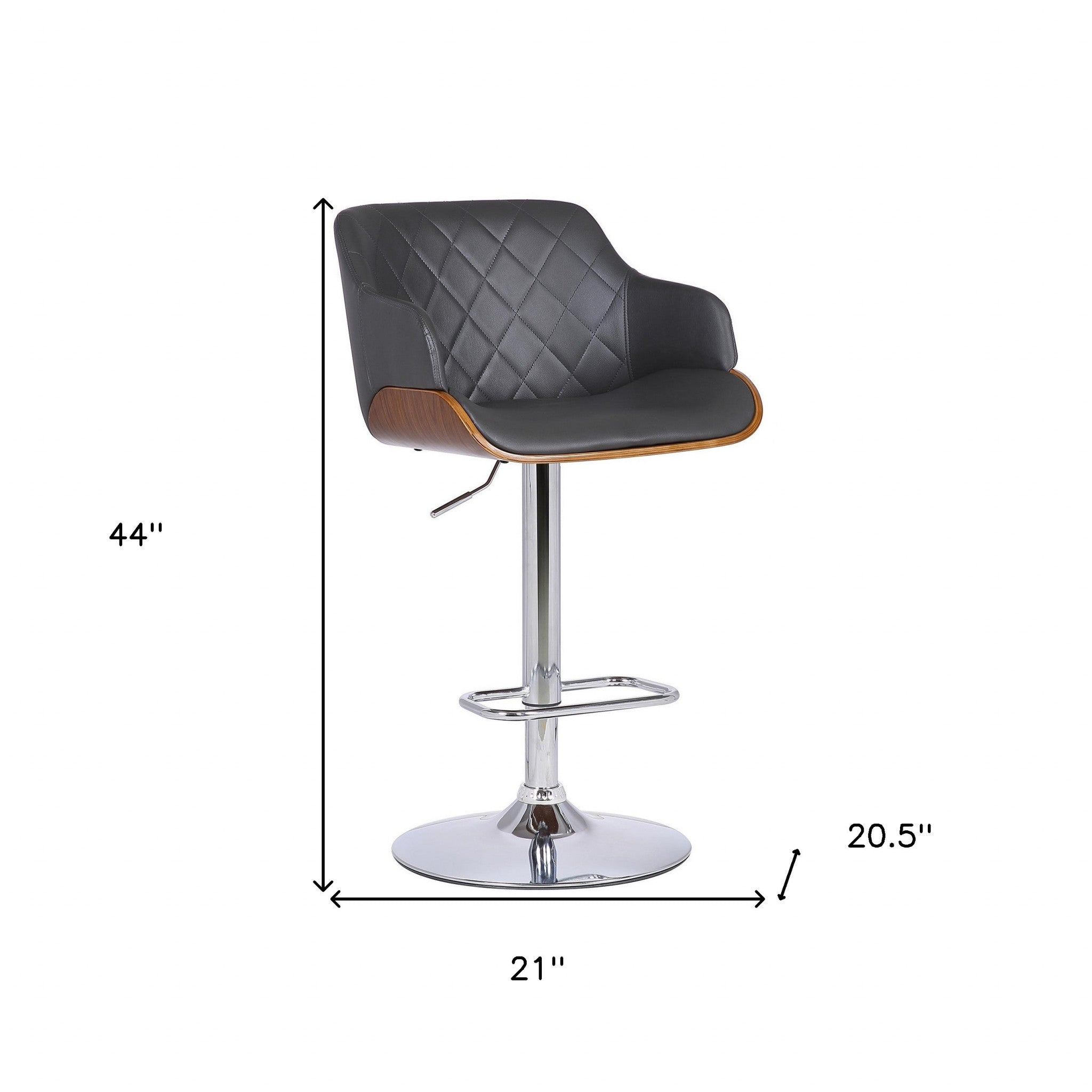 25" Gray And Silver Faux Leather And Iron Swivel Low Back Adjustable Height Bar Chair - Homeroots - Flyclothing LLC