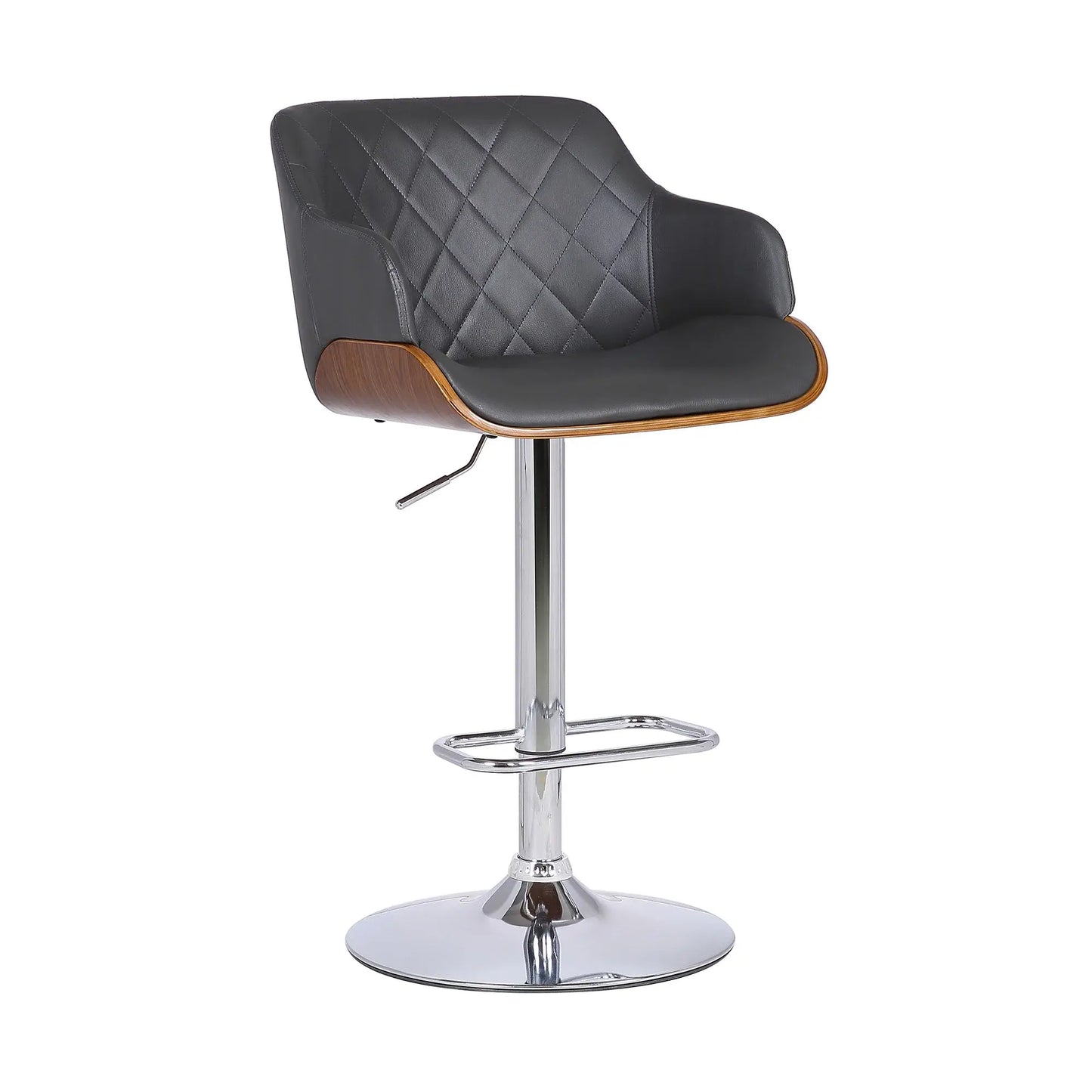 25" Gray And Silver Faux Leather And Iron Swivel Low Back Adjustable Height Bar Chair - Homeroots - Flyclothing LLC