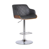 25" Gray And Silver Faux Leather And Iron Swivel Low Back Adjustable Height Bar Chair - Homeroots - Flyclothing LLC