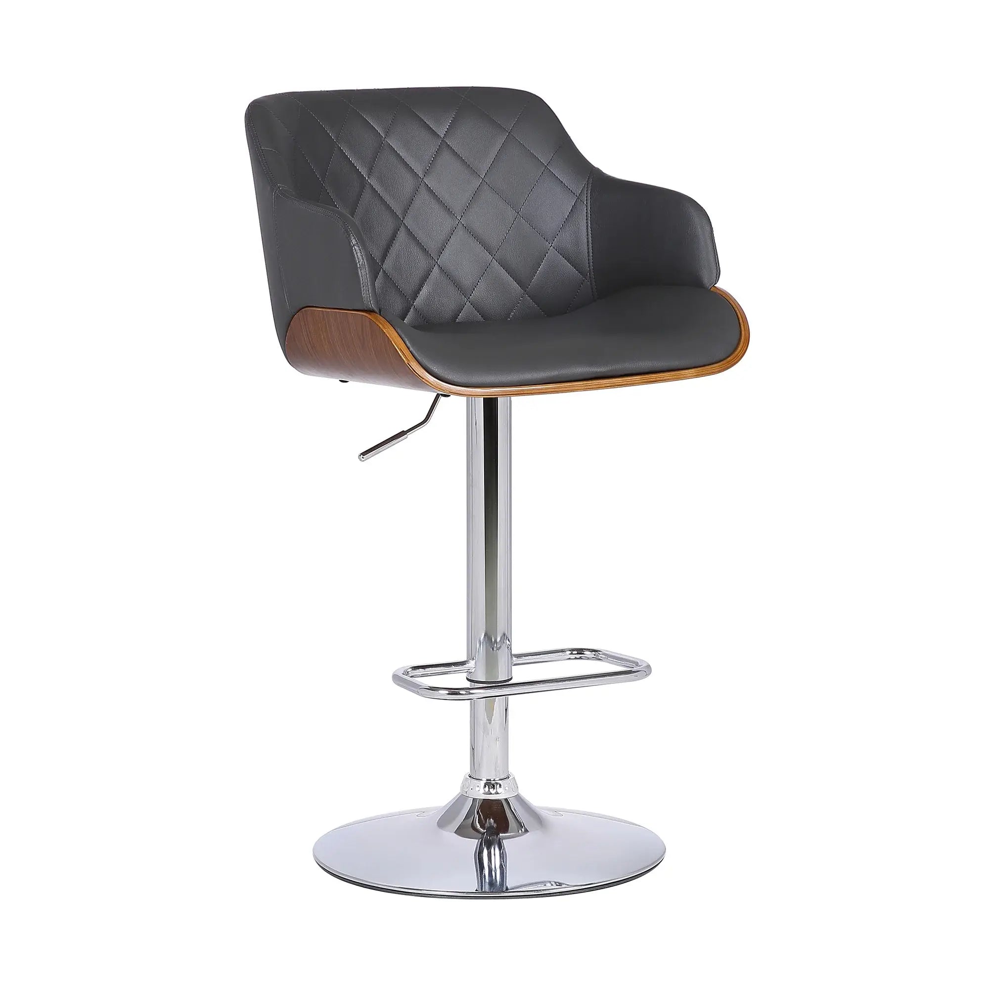 25" Gray And Silver Faux Leather And Iron Swivel Low Back Adjustable Height Bar Chair - Homeroots - Flyclothing LLC