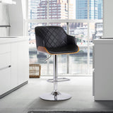 25" Black And Silver Faux Leather And Iron Swivel Low Back Adjustable Height Bar Chair - Homeroots - Flyclothing LLC