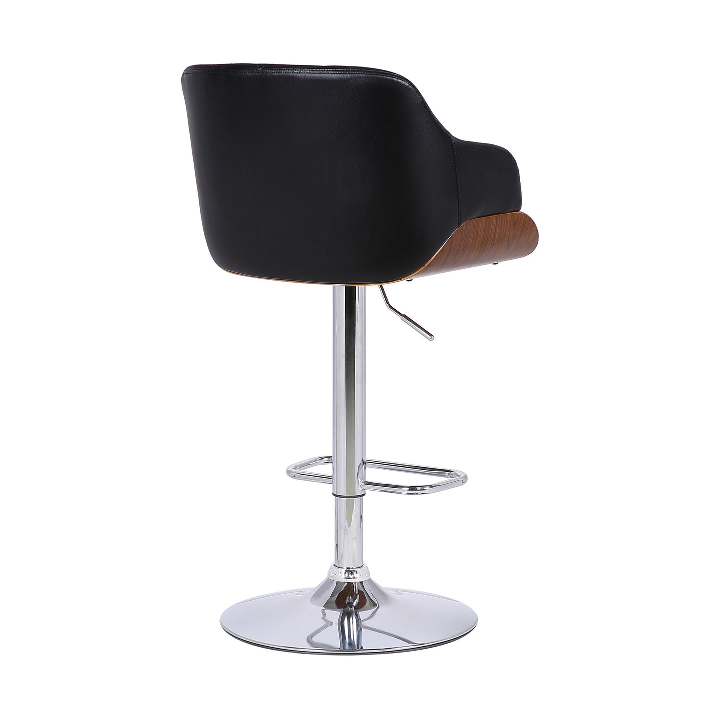 25" Black And Silver Faux Leather And Iron Swivel Low Back Adjustable Height Bar Chair - Homeroots - Flyclothing LLC