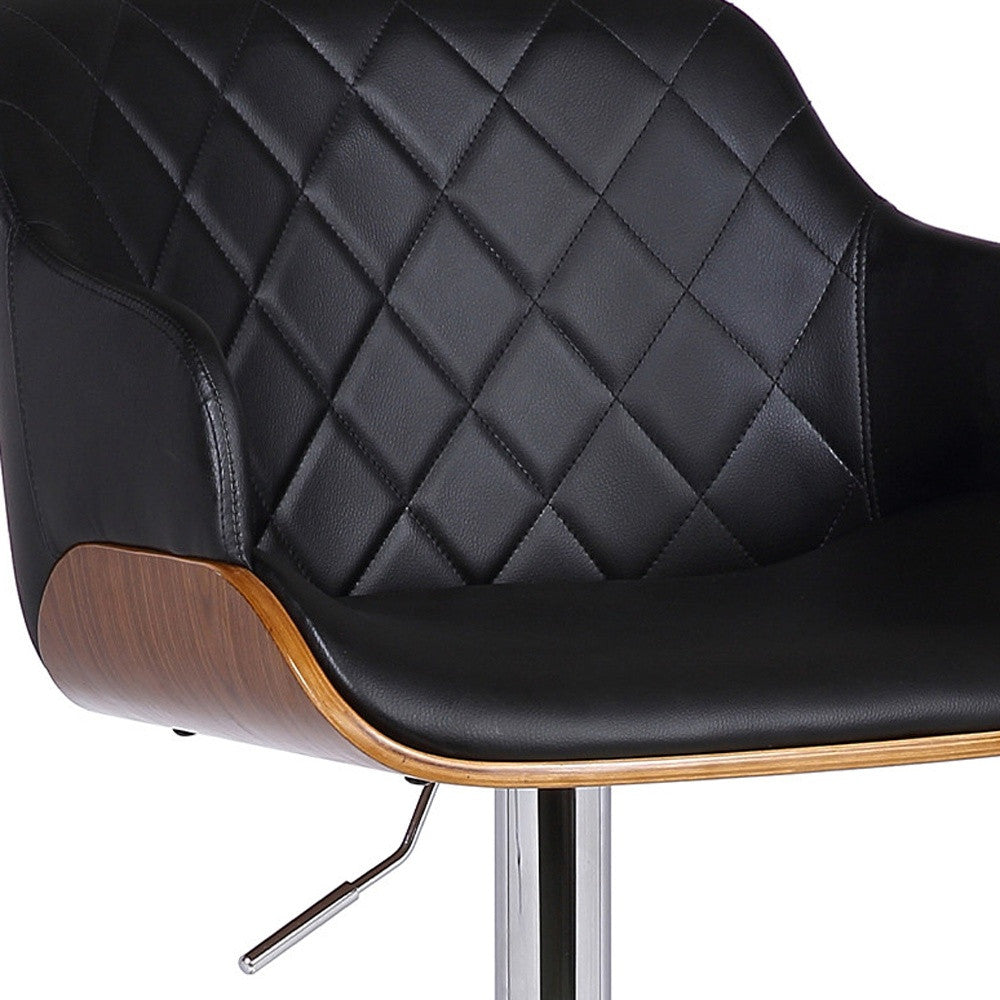 25" Black And Silver Faux Leather And Iron Swivel Low Back Adjustable Height Bar Chair - Homeroots - Flyclothing LLC