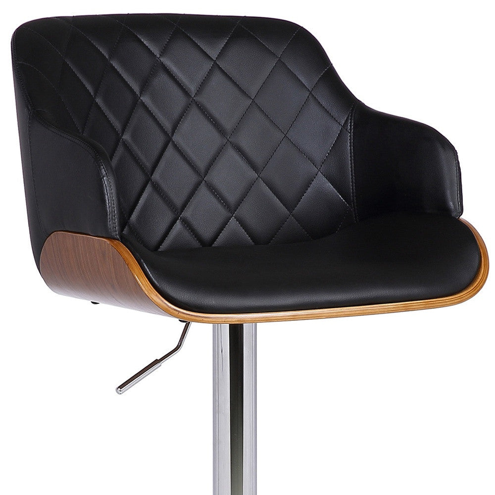 25" Black And Silver Faux Leather And Iron Swivel Low Back Adjustable Height Bar Chair - Homeroots - Flyclothing LLC