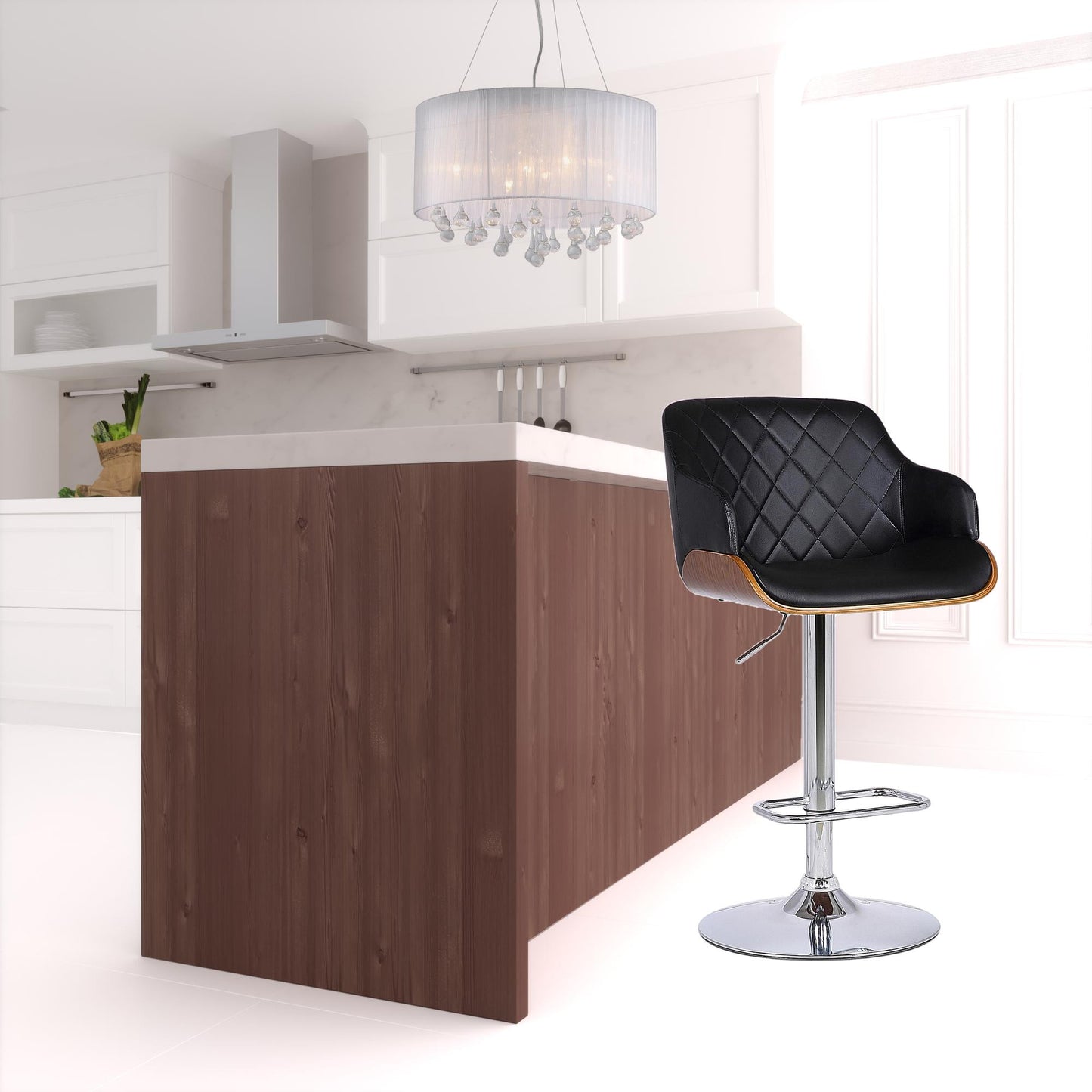 25" Black And Silver Faux Leather And Iron Swivel Low Back Adjustable Height Bar Chair - Homeroots - Flyclothing LLC