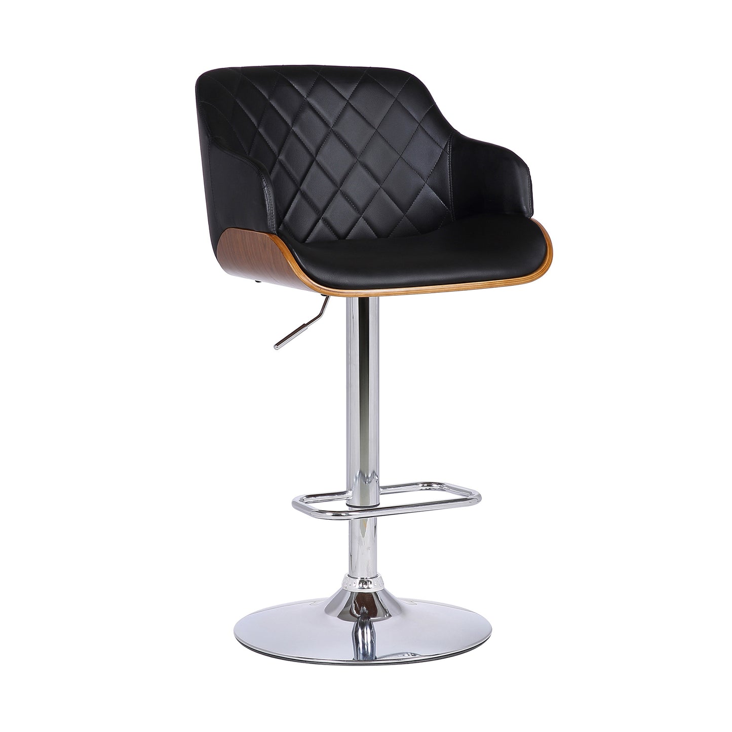 25" Black And Silver Faux Leather And Iron Swivel Low Back Adjustable Height Bar Chair - Homeroots - Flyclothing LLC