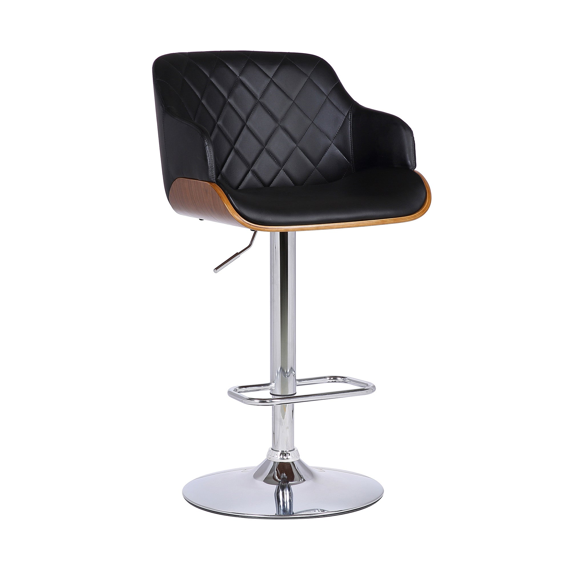 25" Black And Silver Faux Leather And Iron Swivel Low Back Adjustable Height Bar Chair - Homeroots - Flyclothing LLC