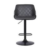 25" Gray And Black Faux Leather And Iron Swivel Low Back Adjustable Height Bar Chair - Homeroots