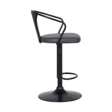 24" Gray And Black Iron Swivel Low Back Adjustable Height Bar Chair - Homeroots