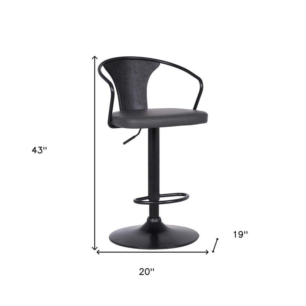 24" Gray And Black Iron Swivel Low Back Adjustable Height Bar Chair - Homeroots - Flyclothing LLC