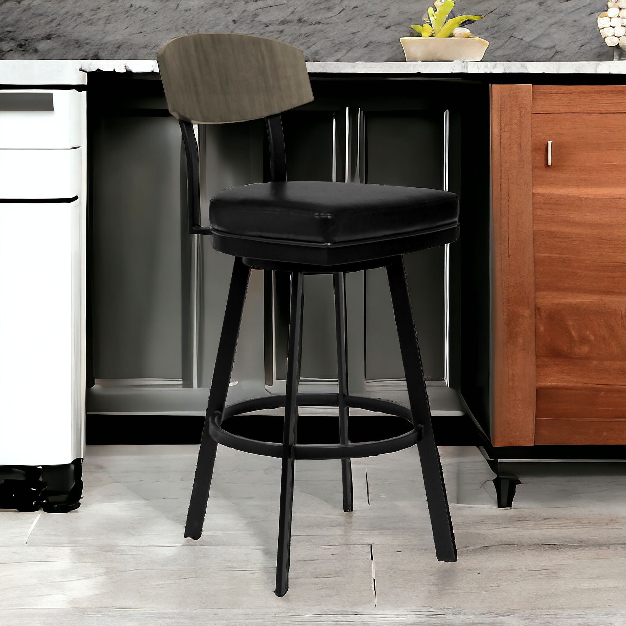 30" Black Iron Bar Height Bar Chair - Homeroots - Flyclothing LLC