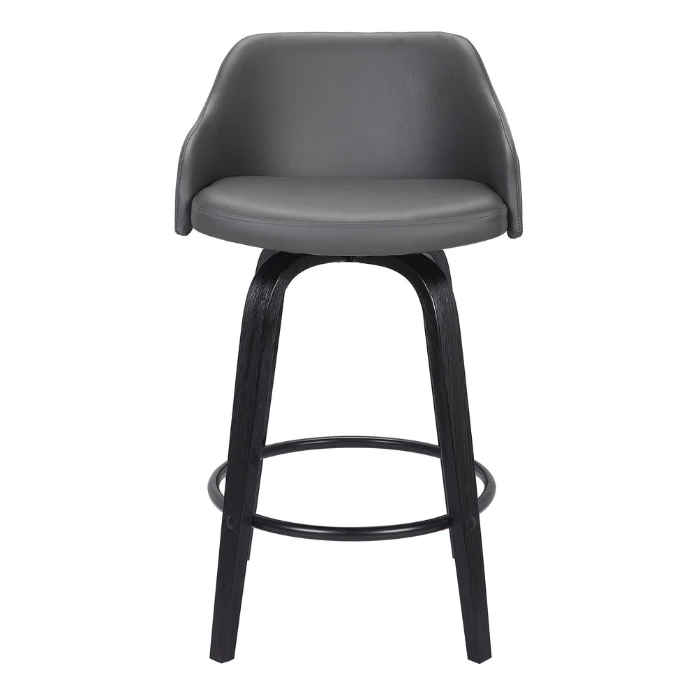 26" Gray And Black Iron Swivel Low Back Counter Height Bar Chair - Homeroots - Flyclothing LLC