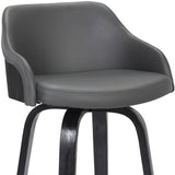 26" Gray And Black Iron Swivel Low Back Counter Height Bar Chair - Homeroots - Flyclothing LLC