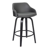 26" Gray And Black Iron Swivel Low Back Counter Height Bar Chair - Homeroots