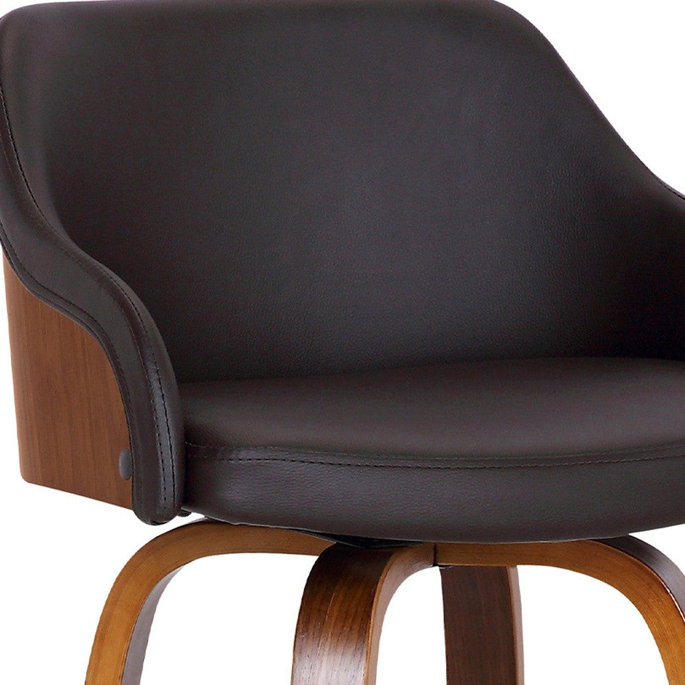 26" Brown Iron Swivel Low Back Counter Height Bar Chair - Homeroots - Flyclothing LLC