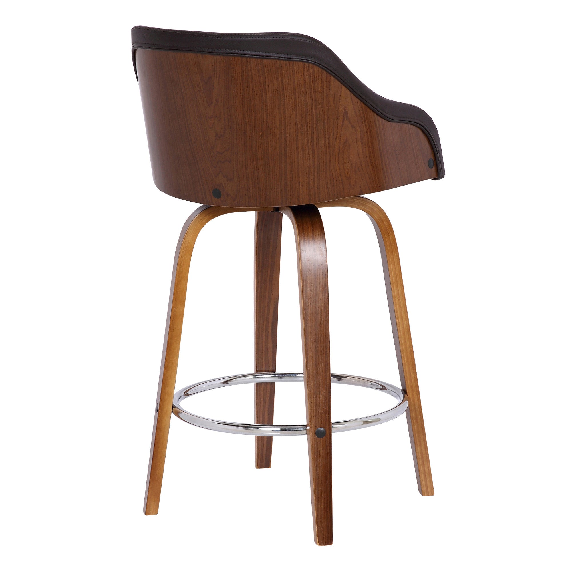 26" Brown Iron Swivel Low Back Counter Height Bar Chair - Homeroots - Flyclothing LLC