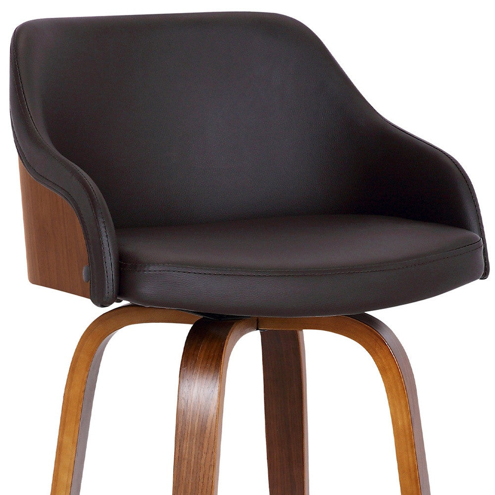 26" Brown Iron Swivel Low Back Counter Height Bar Chair - Homeroots - Flyclothing LLC