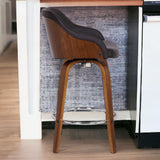 26" Brown Iron Swivel Low Back Counter Height Bar Chair - Homeroots