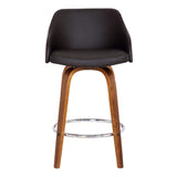 26" Brown Iron Swivel Low Back Counter Height Bar Chair - Homeroots