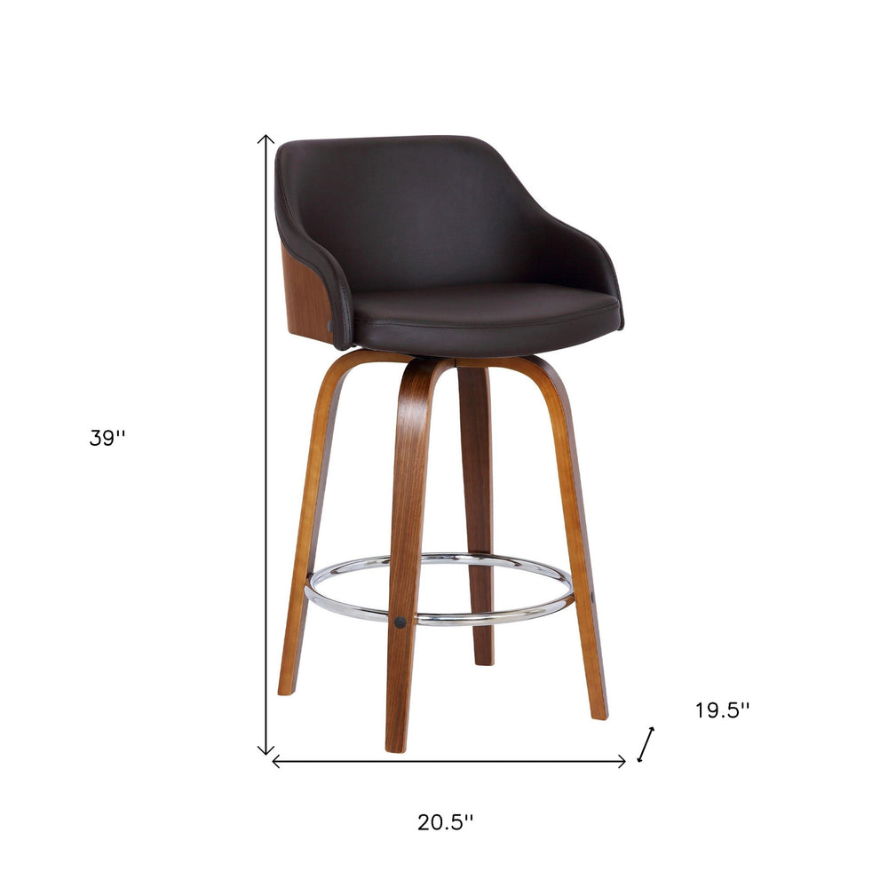30" Brown Iron Swivel Low Back Bar Height Bar Chair - Homeroots - Flyclothing LLC
