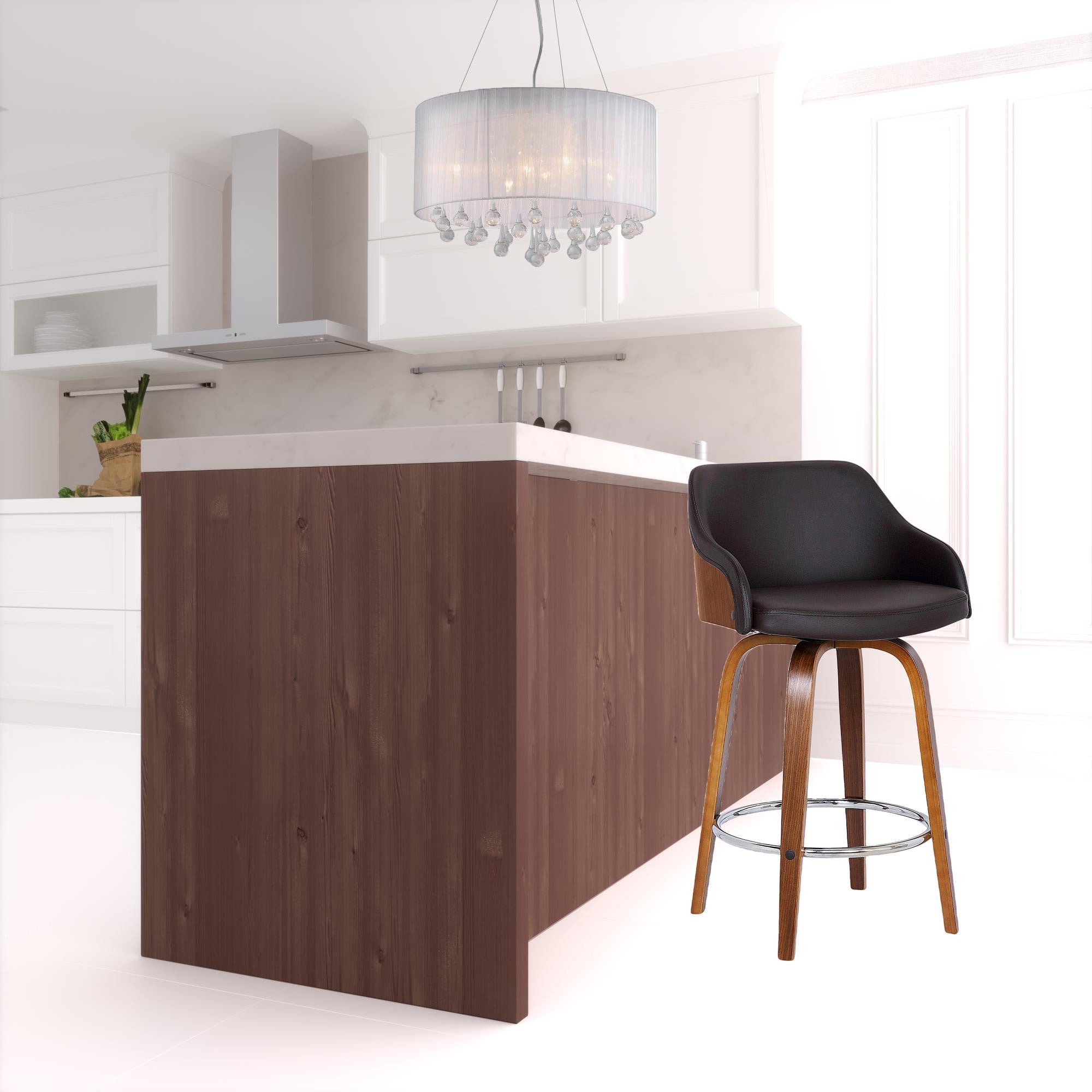 30" Brown Iron Swivel Low Back Bar Height Bar Chair - Homeroots - Flyclothing LLC