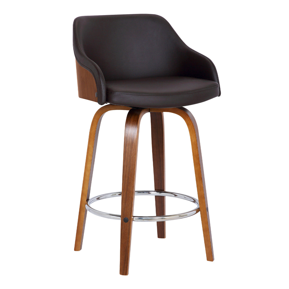 30" Brown Iron Swivel Low Back Bar Height Bar Chair - Homeroots