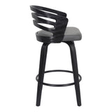 26" Gray And Black Iron Swivel Low Back Counter Height Bar Chair - Homeroots