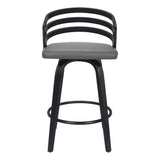 26" Gray And Black Iron Swivel Low Back Counter Height Bar Chair - Homeroots