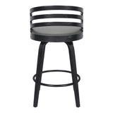 26" Gray And Black Iron Swivel Low Back Counter Height Bar Chair - Homeroots
