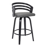 26" Gray And Black Iron Swivel Low Back Counter Height Bar Chair - Homeroots