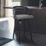 26" Gray And Black Iron Swivel Low Back Counter Height Bar Chair - Homeroots - Flyclothing LLC