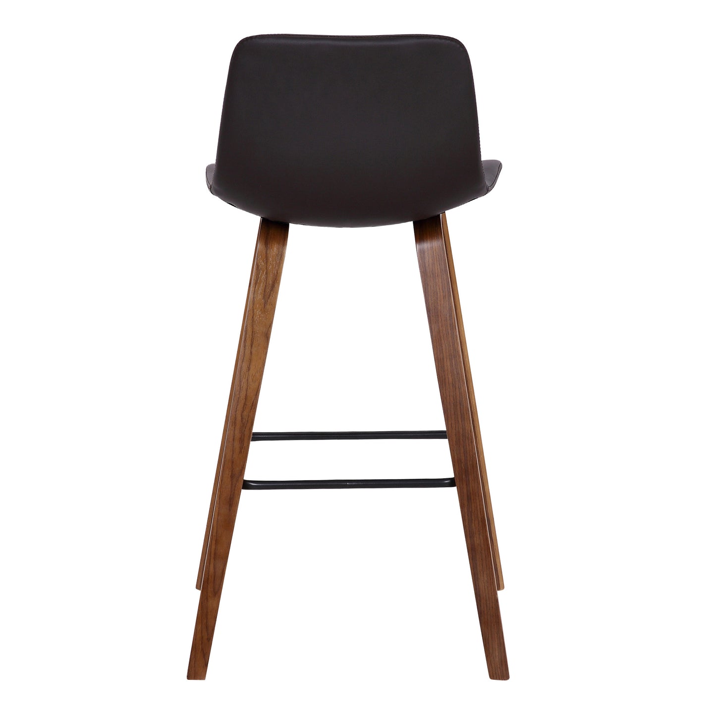 26" Brown Faux Leather And Solid Wood Low Back Counter Height Bar Chair - Homeroots - Flyclothing LLC