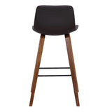 26" Brown Faux Leather And Solid Wood Low Back Counter Height Bar Chair - Homeroots - Flyclothing LLC