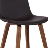 26" Brown Faux Leather And Solid Wood Low Back Counter Height Bar Chair - Homeroots - Flyclothing LLC