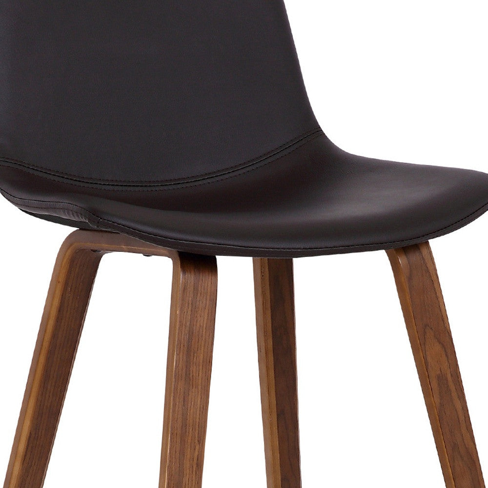 26" Brown Faux Leather And Solid Wood Low Back Counter Height Bar Chair - Homeroots - Flyclothing LLC