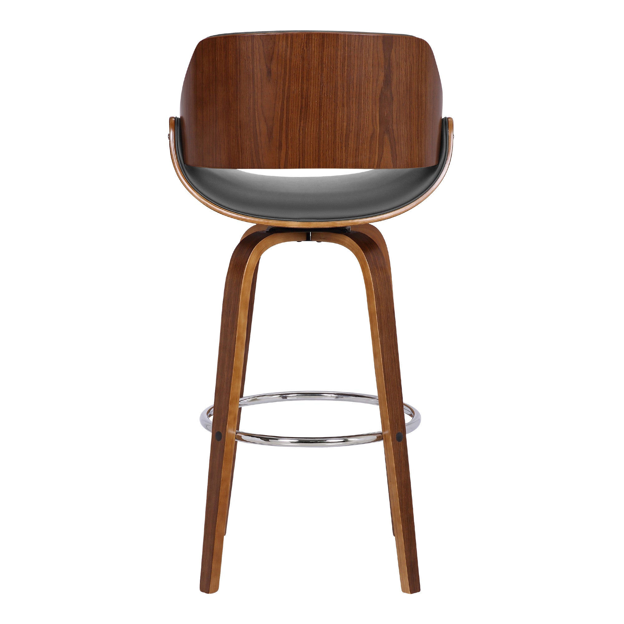 26" Gray And Brown Faux Leather And Iron Swivel Low Back Counter Height Bar Chair - Homeroots - Flyclothing LLC