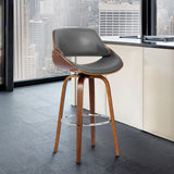 26" Gray And Brown Faux Leather And Iron Swivel Low Back Counter Height Bar Chair - Homeroots - Flyclothing LLC