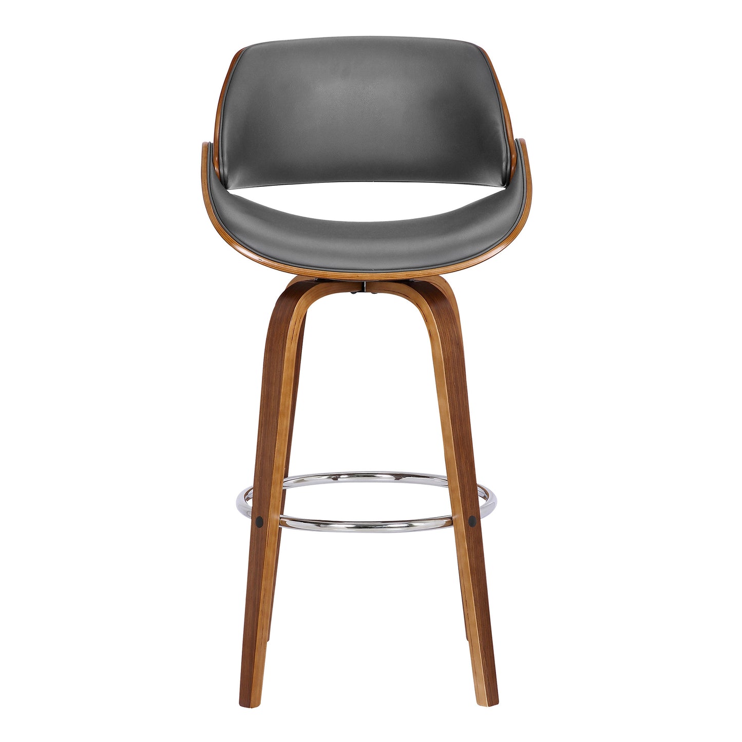 26" Gray And Brown Faux Leather And Iron Swivel Low Back Counter Height Bar Chair - Homeroots - Flyclothing LLC