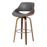 26" Gray And Brown Faux Leather And Iron Swivel Low Back Counter Height Bar Chair - Homeroots - Flyclothing LLC