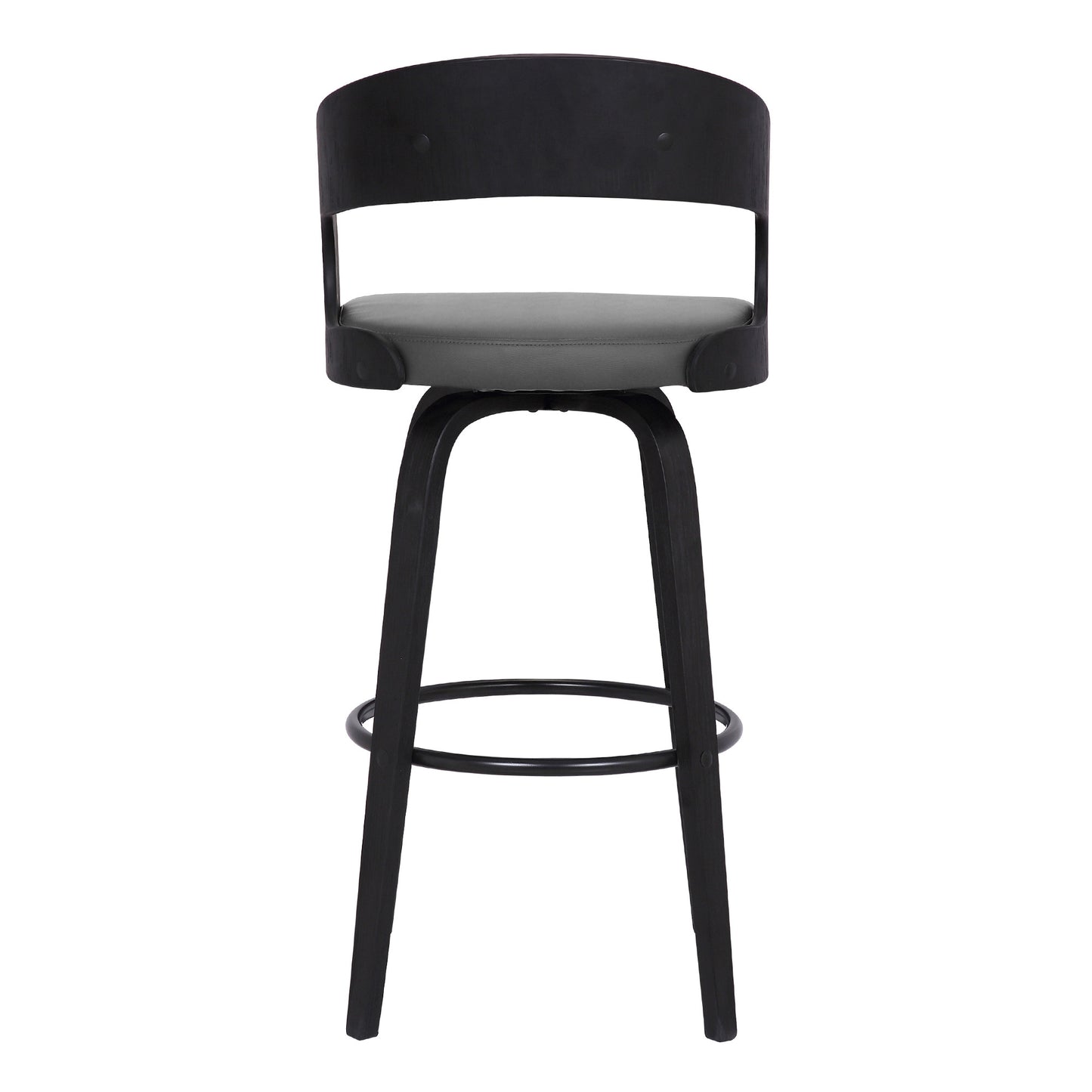 26" Gray And Black Faux Leather And Iron Swivel Low Back Counter Height Bar Chair - Homeroots - Flyclothing LLC