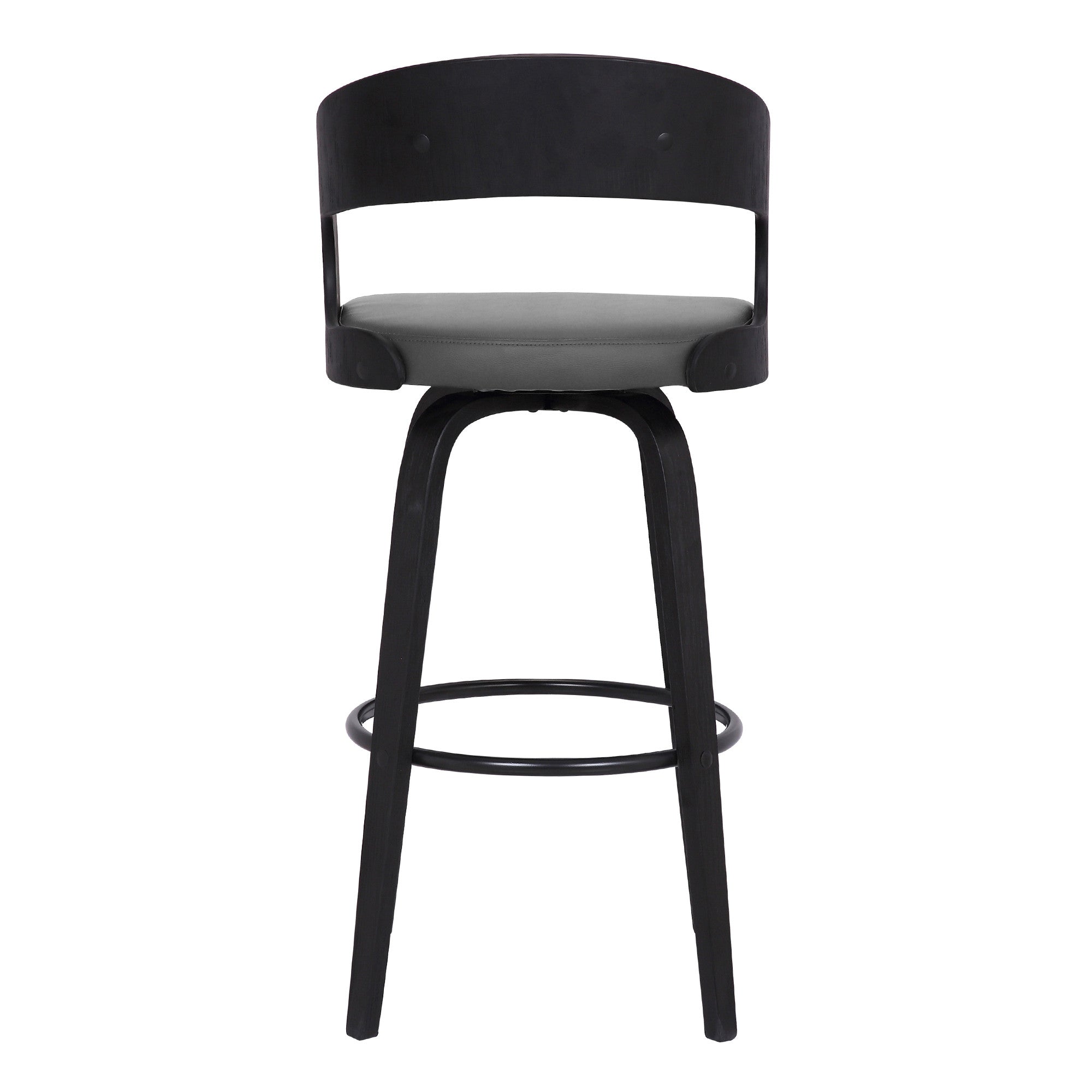 26" Gray And Black Faux Leather And Iron Swivel Low Back Counter Height Bar Chair - Homeroots - Flyclothing LLC