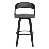 26" Gray And Black Faux Leather And Iron Swivel Low Back Counter Height Bar Chair - Homeroots - Flyclothing LLC