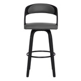 26" Gray And Black Faux Leather And Iron Swivel Low Back Counter Height Bar Chair - Homeroots