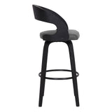 26" Gray And Black Faux Leather And Iron Swivel Low Back Counter Height Bar Chair - Homeroots - Flyclothing LLC