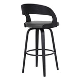 26" Gray And Black Faux Leather And Iron Swivel Low Back Counter Height Bar Chair - Homeroots - Flyclothing LLC
