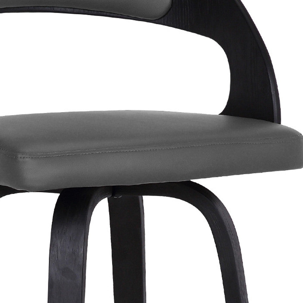 26" Gray And Black Faux Leather And Iron Swivel Low Back Counter Height Bar Chair - Homeroots - Flyclothing LLC