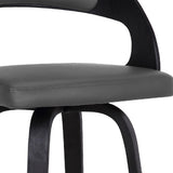 26" Gray And Black Faux Leather And Iron Swivel Low Back Counter Height Bar Chair - Homeroots - Flyclothing LLC