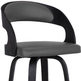 26" Gray And Black Faux Leather And Iron Swivel Low Back Counter Height Bar Chair - Homeroots - Flyclothing LLC