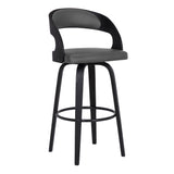 26" Gray And Black Faux Leather And Iron Swivel Low Back Counter Height Bar Chair - Homeroots - Flyclothing LLC